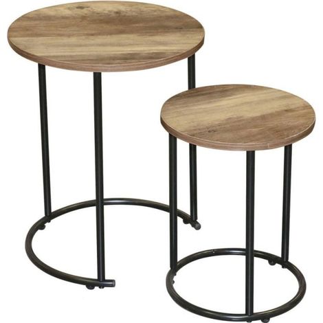 Lot de 2 tables basses d'appoint ronde