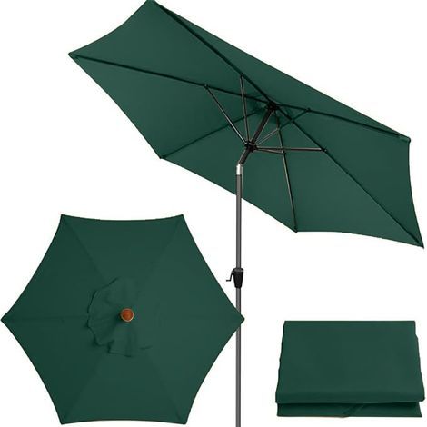 Replacement canopy for garden parasol, suitable for outdoor tables and chairs (canvas only), dark green, 2.7 meters, 6 ribs (1/4)