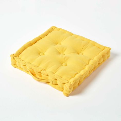 HOMESCAPES Coussin de sol - Jaune Uni - 40 x 40 cm