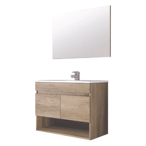 ONDEE - Mueble de baño suspendido colección COTTON - Entregado en kit - Melamina Madera marrón - Ancho 80cm