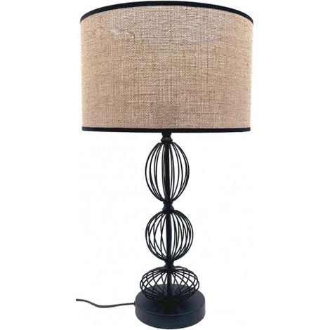 FABRILAMPE 161271009 Tischlampe Fionn 1xe27 Schwarz Hose.Leinen Beige 56x32x32 cm