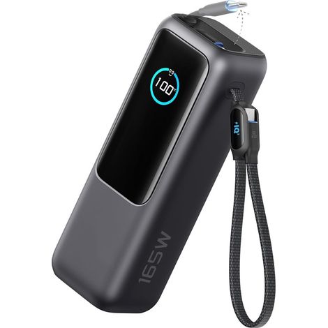 Batterie Externe pour Ordinateurs Portables, Chargeur 25000mAh 3 Ports USB-C 100W pour Plusieurs Appareils, Câble Intégré+Câble Rétractable