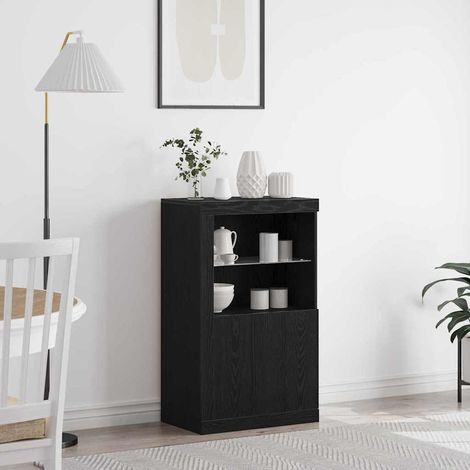LED-Sideboard Schwarz Eichen-Optik 60,5 x 37 x 100 cm