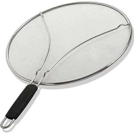 Pare-éclaboussures pour poêle à frire - Pare-éclaboussures en acier inoxydable de 33 cm - empêche les projections d'huile pendant la cuisson. (1/4)