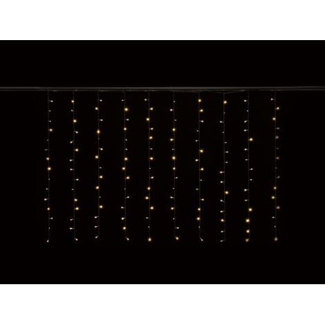 Cascada de Luz LED - 2 x 1.3 m - 150 Luces Blancas Cálidas - Cable Transparente - 24 V