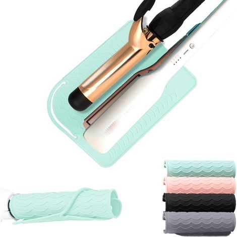 Tapis résistant à la chaleur – Vert – 21,8x16 cm – Pour fer à lisser et fer à friser – Silicone – Coiffure (1/5)