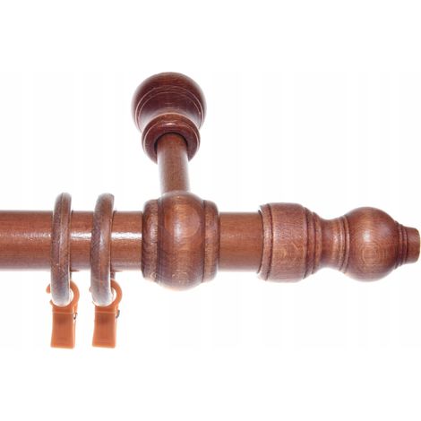 Tringle à rideaux simple en bois couleur aulne, 280 cm (combinaison) (1/5)
