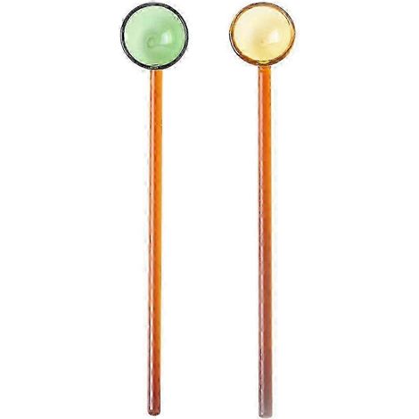Lot de 2 cuillères en verre résistant à la chaleur, cuillères à mélanger en verre de 18,8 mm, cuillère à café/glace, SJMstyle 1 (1/5)