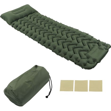 Tapis de sol gonflable camping vert, matelas imperméable anti-fuite portable, couchage outdoor pour tente, matelas auto-gonflant étanche (1/5)
