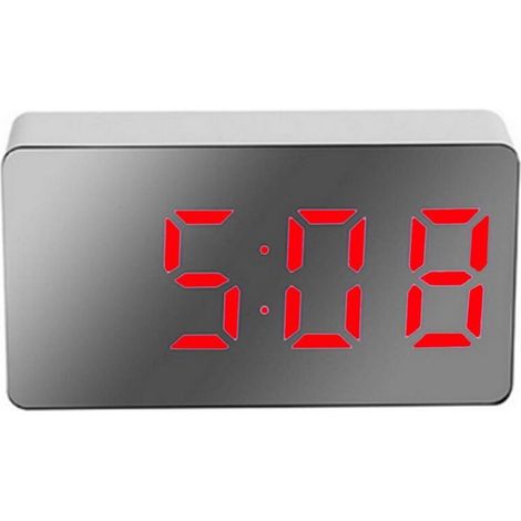 Jeffergarden LED miroir réveil numérique réveil multifonctionnel Mini réveil électronique pour chambre salon bureau