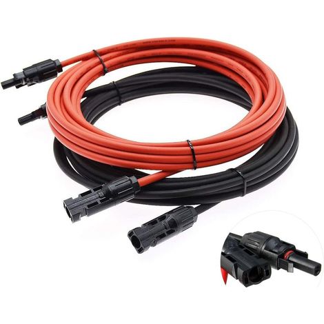 Câble de rallonge - Câble solaire - Rouge/noir - 4mm² - Avec connecteur solaire monté ( 5 m) (1/5)