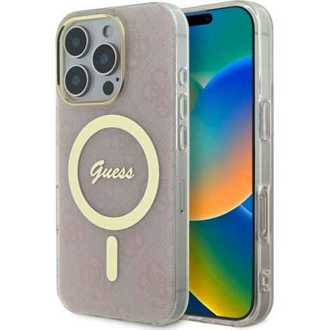 Funda rígida Guess GUHMP16LH4STP para iPhone 16 Pro de 6,3 pulgadas, color rosa/rosa, con IML, 4G y MagSafe. (1/5)