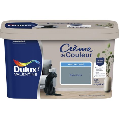 [PROMO] Peinture Crème De Couleur Mat Bleu Gris 2,5 L - Dulux Valentine (1/5)