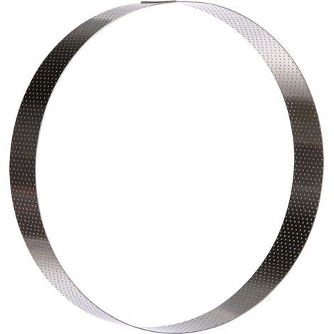De Buyer - Cerchio per torta rotondo VALHORNA in acciaio inox perforato - 24,5 x 3,5 cm - Made in Francia, Tecnologia AIR SYSTEM, Micro-perforazioni per cottura rapida e omogenea, per risultati