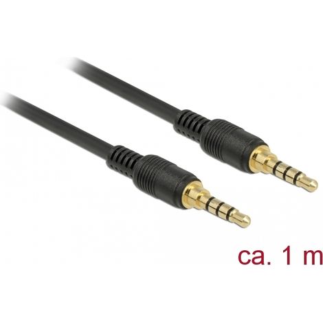 Delock Conector de Cable EstÃ©reo de 3,5 mm de 4 pines macho  macho 1 m negro
