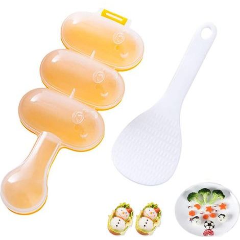Ensemble pour fabriquer des boulettes de riz avec mini-cuillère - assiette à sushi avec poignée, moule à riz gluant DIY pour enfants et famille. Forme de boulettes. (1/5)