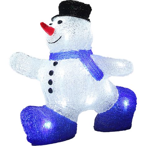 Monzana – Figurine lumineuse LED en acrylique – Bonhomme de neige taille M – 24 LED blanc froid – Utilisation intérieure et extérieure – Câble 5m