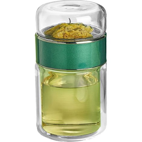 Gourde en verre double isolation à bord épais, fond renforcé, anti-fuite, portable, transparente, pour voyage, maison ou bureau. (1/5)