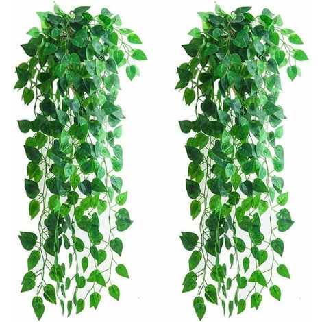 4 pièces de plantes suspendues artificielles, 90 cm de faux lierre suspendu feuilles vertes de Scindapsus pour la décoration (1/4)