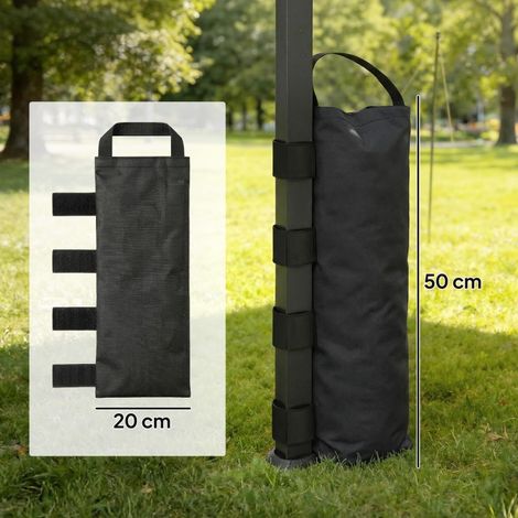 Lot de 8 sacs de lestage tonnelle 40kg, Oxford 600D résistant pieds de tente noir