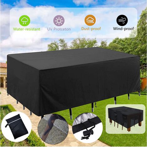 Housse de Protection Salon de Jardin, Bache de Protection Imperméable pour Table et Chaises Extérieures, Housse Rectangulaire de Meuble pour la Protection Contre la Neige 210D 909090cm (1/5)