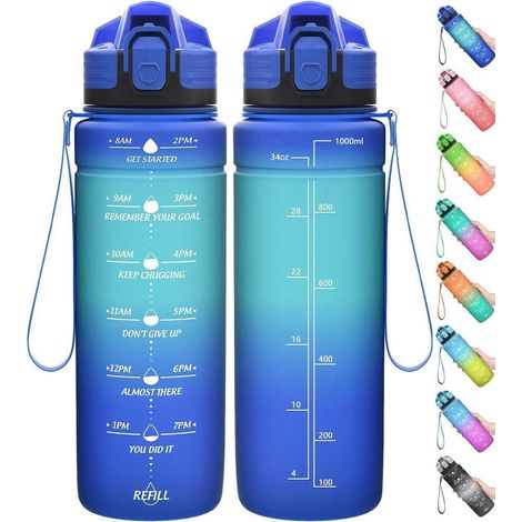 Trinkflasche Auslaufsicher Tritan BPAfrei 500 ml Dunkelblau hellblau (1/5)