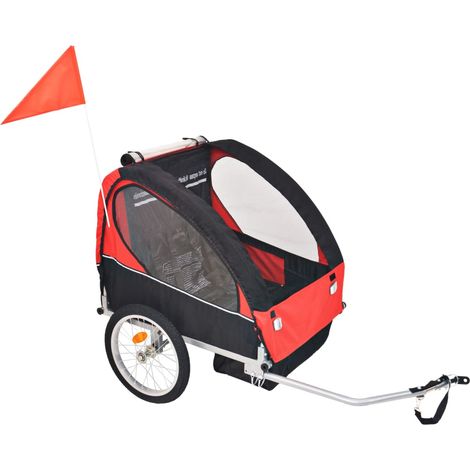 Remorque de vélo rouge et noir 30 kg WRG245114 MaisonChic (1/5)