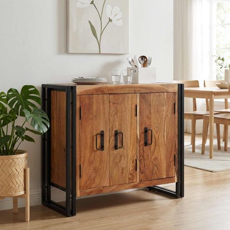 vidaXL Buffet avec portes Marron Bois Recyclé Massif et Métal (1/5)