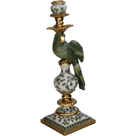 Bougeoir Design Oiseau en Polyrésine Vert Décoration de Table Intérieure 13 x 13 x 39 cm - PANGIVO