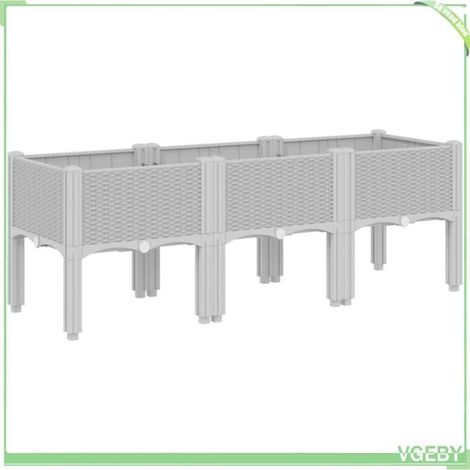 Jardinière - FAFEICY - 367897 - Gris clair - 120 x 40 x 42 cm - PP surélevée (1/5)