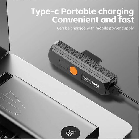 Éclairage vélo haut de gamme en alliage d'aluminium, rechargeable par USB, étanche, pour vélos de course. (1/4)