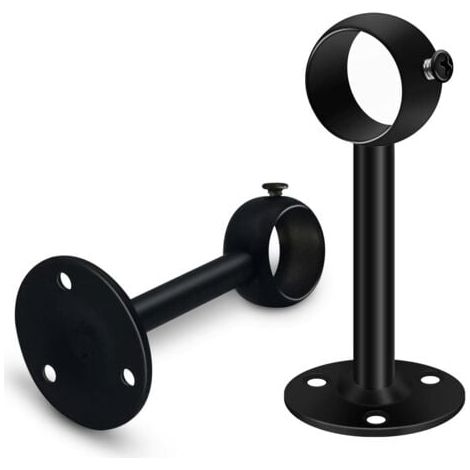 Jeu de 2 supports de tringle à rideau noirs robustes pour tringle de plafond, supports de tringle à rideau en acier inoxydable de 25 mm, supports de tringle à rideau pour penderie, penderie (1/5)