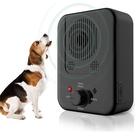 Adiestramiento y deportes caninos, repelente ultrasónico para perros, ultrasonido de frecuencia ajustable, dispositivo disuasorio recargable para mascotas, negro (1/5)