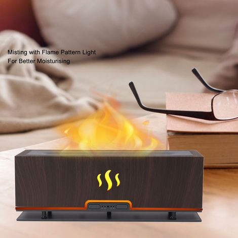 Humidificateur, diffuseur d'arômes, lumière LED, minuterie, silencieux, décoration intérieure, 100-240 V, pour chambre ou bureau, aspect bois foncé, prise américaine (1/5)