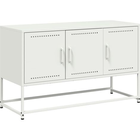 Meuble TV，Banc TV，Armoire TV blanc 100,5x39x60,5 cm acier CFW886936 (1/5)