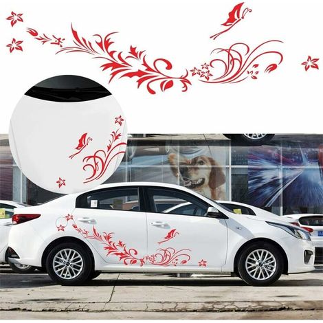 Ulisem - 2 pegatinas para carrocería de coche, diseño de flor de libélula y ratán, autoadhesivas, para lateral de camión, vinilo gráfico (1/5)