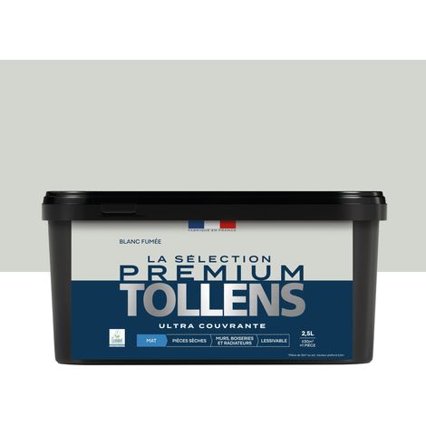 Tollens - Peinture intérieure couleurs - La Sélection Premium Mat - Ultra Couvrante - Blanc Fumée 2,5 L - 30m²