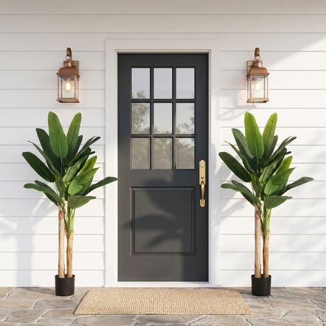 Lot de 2 faux bananiers 150cm en pot, plantes artificielles d'intérieur pour décoration salon, chambre, bureau, maison.