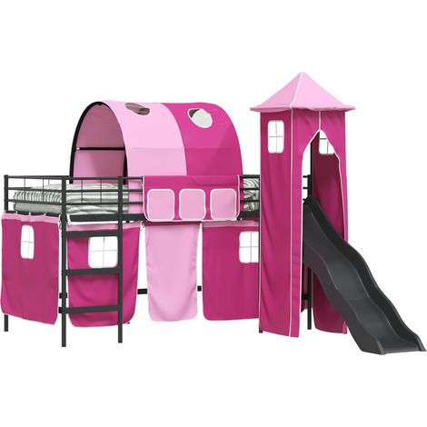 Maison Exclusive - Struttura del letto loft per bambini Nero e rosa 100 x 200 cm