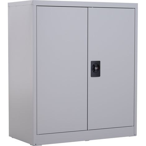 easycomfort armadietto mobile ripiano regolabile chiusura di sicurezza per casa ufficio garage acciaio 80x40x92.5cm grigio (1/5)