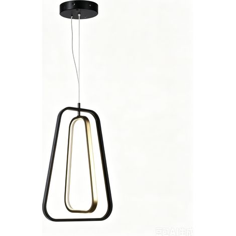 Plafonnier LED double aluminium noir et or 36W 2700K, éclairage puissant chaleureux pour grand espace