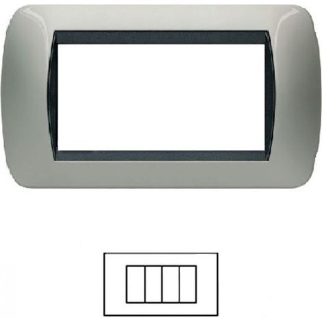 Placca 4 Posti GRIGIO SCURO LIVING International Compatibile in Acciaio