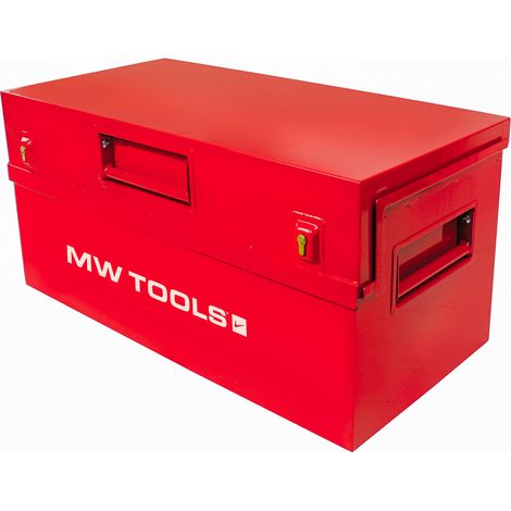 Mw Tools – Coffre de chantier métal 195 L – Tôle d'acier 1,5 mm – Peinture époxy rouge – 2 serrures Euro – Charge max 1000 kg – MWB195 (1/7)