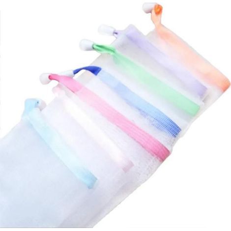Sac à savon souple pour la douche, protège-savon avec cordon de serrage pour faire mousser et sécher, à suspendre (1/5)
