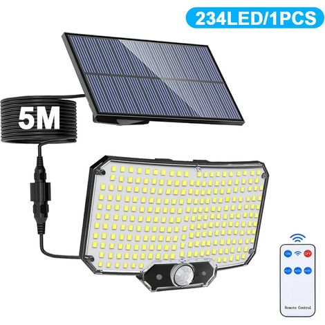 (1 lampe solaire) Lampe solaire d'extérieur ultra-lumineuse avec détecteur de mouvement, puissante et LED, étanche IP65, 3 modes de fonctionnement (1/5)