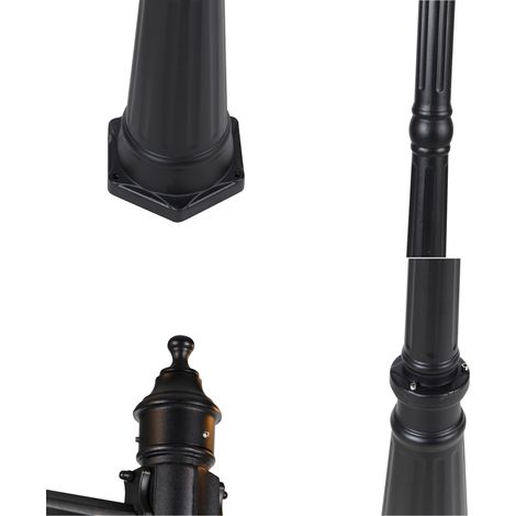 Qazqa – Lanterne d'extérieur noire 220 cm – 2 lumières E27 60W max – Aluminium et verre – IP44 pour usage extérieur