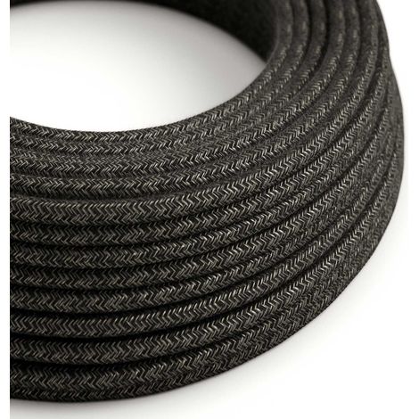 Creative-Cables, Cavo elettrico rivestito in tessuto, 3x0,75 mm², 10 m, Grigio Antracite Melange RN03, Rotondo, lino