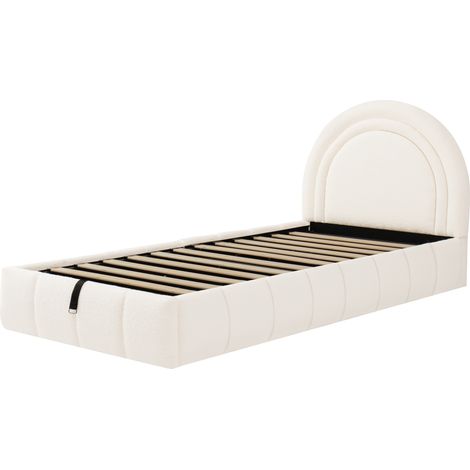 Kinderbett 90 x 200 cm mit hydraulischem Stauraum, Bouclé beige MODENUIT (1/5)