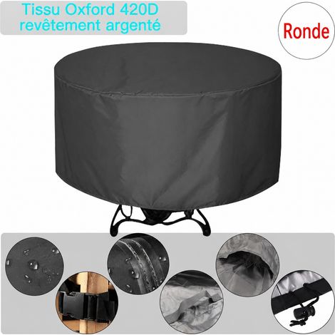 Housse de protection ronde 420D argentée pour mobilier de jardin Ø 128 × 71 cm 420d 128 71cm réf 45 × 40 × 25 cm 500 g – Livraison gratuite