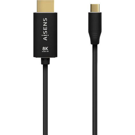 Cable Conversor Aisens A109-0711/ USB Tipo-C Macho/ HDMI 8K Macho/ 1m/ Negro (1/4)